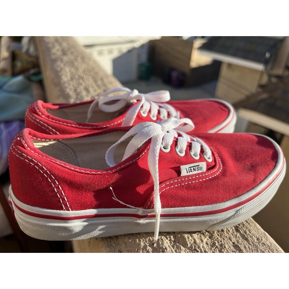 Vans Authentic Red True White Kids Classics Casual Shoes Size 8